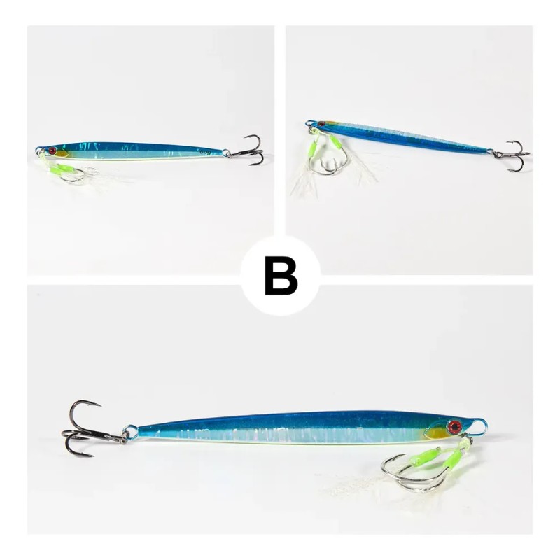 5 Pcs Jigs Luminosos 60g Señuelos Pescar Grante Lance Largo