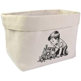 Large 'Child Playing With a Toy Train' Canvas Organiser/Storage Bag (OR00031129)