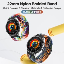 Compatible with Huawe Watch GT 5 46mm Strap 22mm Watch Band Nylon for Huawe Watch 4 46mm Buckle Strap Compatible with Huawe GT 4 3 2 46mm Watch Straps (Watch Not Included)