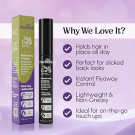 Herbishh Just Curls Flyaway Hair Stick | Control Instantáneo de Frizz y Cabellos Sueltos | Fijación Duradera con Acabado Liso | Suero Alisador No Gras