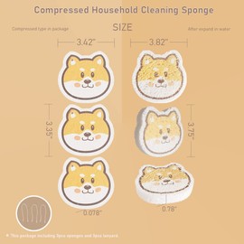 Vilphel Smile Dog Compressed Cellulose Kitchen Sponges 3 Counts Reusable Kitchen Sponges Pack Natural Cleaning Sponges for Household Cleaning