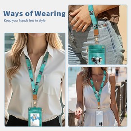 Mavellin Lanyard Wallet with Id Badge Holder, Elephant RFID Small Keychain Wallet Women Wristlet, Cute Zipper Credit Card Holder Phone Wrist Neck Strap for Key Name Tag, Teacher Student Office Gifts