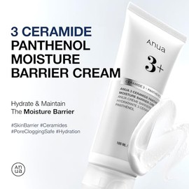 ANUA 3 Ceramide Panthenol Moisture Barrier Cream, Hydrating Daily Face Moisturizer for All Skin Types, Soothing, Non Comedogenic, with Centella for Sk
