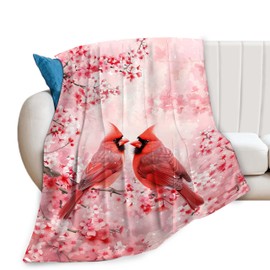 Red Cardinal Blanket Cute Cardinal Decor Throw Blanket Gifts for Girls Boys Cardinal Lover Couch Bedding Super Warm Soft Plush Lightweight Fleece Flannel Blanket for Kids Adults Men Women 50"X40"