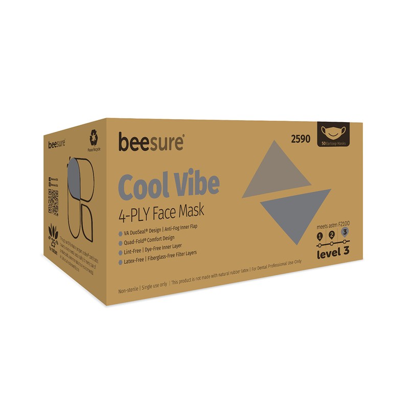 BeeSure BE2590 Cool Vibe Face Mask, Grey (Box of 50)