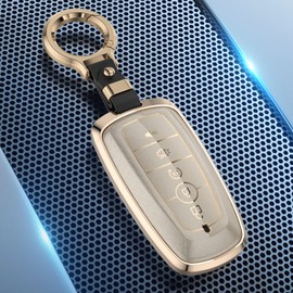 YUBOMT Key Fob Cover for Ford Aluminium Alloy Car Key Case with Key Ring for Ford F150 F250 F350 F450 F550 Explorer Expedition Escape Edge Ecosport Mustang,Gold