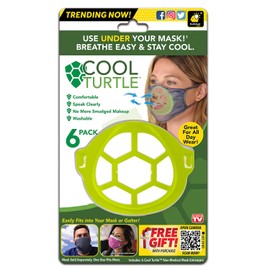 BulbHead As Seen On TV Cool Turtle Mask Enhancer Helps Keep You Cool & Dry All Day, Helps Reduce Mask Friction, Washable & Fits Men and Women, Green, One Size, Pack of 6