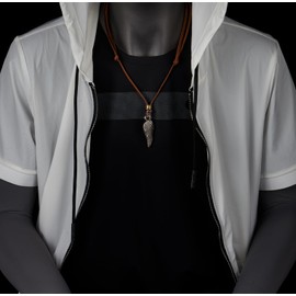 COOLSTEELANDBEYOND Retro Style Feather Pendant Necklace for Men Women with Adjustable Brown Leather Strap, Brown leather, No Gemstone