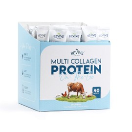 Multi Collagen Protein Powder Packets - Types I, II, III, V & X - Hydrolyzed Grass Fed Bovine, Wild Caught Fish, & Free-Range Chicken & Eggshell Collagen. Non-GMO, Halal, (10g Each, 40 Packets)