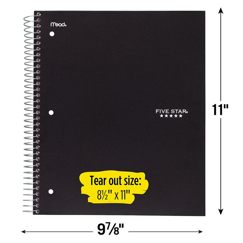 Five Star Spiral Notebook, 1 Subject, College Ruled Paper, 100