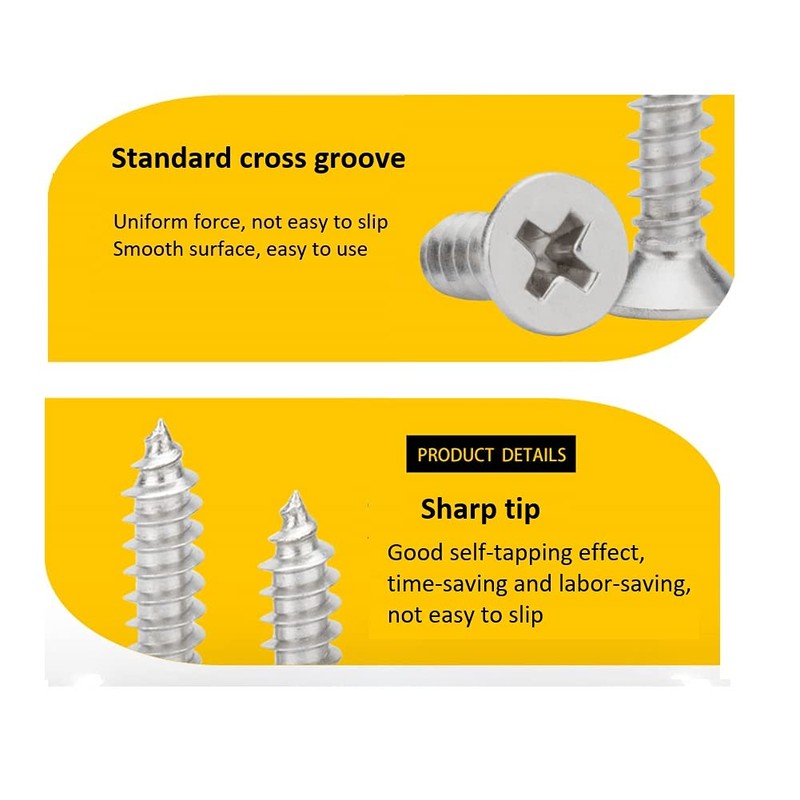 BOZONLI M6 Wood Screws, Tapping Screws, Flat Head Countersunk Phillips