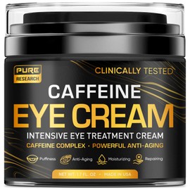 PURE RESEARCH Crema de ojos con cafeína para antienvejecimiento, ojeras, bolsas, hinchazón. Gran piel debajo de los ojos  ajuste facial, tratamiento  