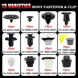 130Pcs Body Interior and Exterior Retainer Fastener Clip Assortment Bumper Cover Fender Liner Flare Interior Trim Panel Clips Fit for Nissan Rogue 2014-On