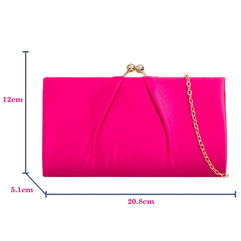 UShopUK Fuchsia Pink Medium Satin Clutch Bag Wedding Prom Wedding