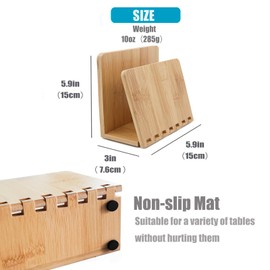Bamboo Napkin Holder, Adjustable Wood Storage Rack for Dining Room, Picnic, Kitchen Table Indoor Outdoor - Dispenser for Table (Original))