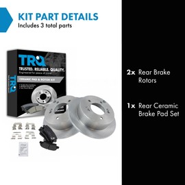 TRQ Rear Brake Pad & Rotor Kit Brake Pads Brake Rotor Ceramic Compatible with 2009-2010 Hyundai Sonata