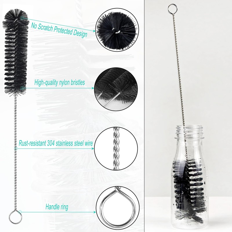 6 Pcs Straw Cleaner Brush Set, 12 Inch Long Pipe