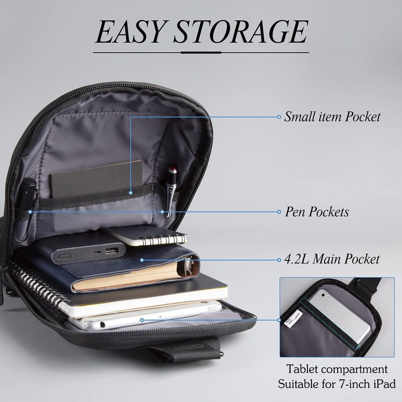 KINGSONS Sling Bag Small Crossbody Backpack for Men Waterproof Chest