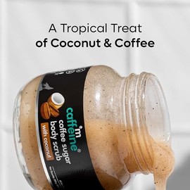 mCaffeine Coffee Sugar Body Scrub with Coconut - Body Wash and Body Exfoliator - Reduces Cellulite and Stretch Marks - All Skin Types - 250 g