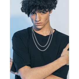 Richsteel Men's, Women's Curb Chain, Classic Cuban Necklace in 3 mm/6 mm/9 mm/12 mm Stainless Steel, Silver/Black/Gold, Solid Necklace, 36 cm Long to 76 cm Long, Stainless Steel, No Gemstone