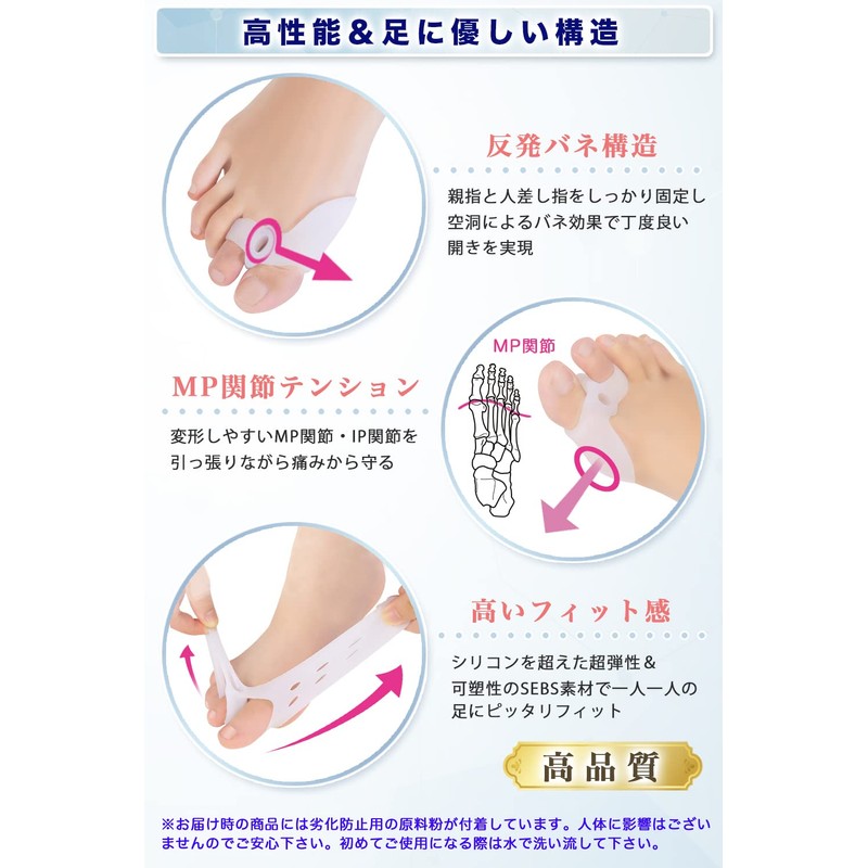 【医師監修】外 反り 親指 まっすぐ 正位置 調整 サポーター 2色 [白×1組] シリコン超えSEBS素材