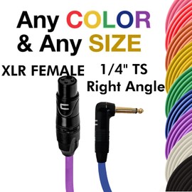 Unbalanced XLR Cable Female to Right Angle 1/4" TS - 35 Feet Pink - Pro 3-Pin Microphone Connector for Powered Speakers, Audio Interface or Mixer for Live Performance & Recording