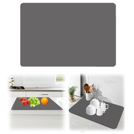 Tapete Absorbente para Mostrador de Cocina, 16 x 24 Pulgadas tapete de secado para Encimera de Cocina, Tapete de café para encimera con Respaldo de Goma Antideslizante (Gris Oscuro)