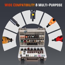 Katerk 420PCS Rotary Tool Accessories Kit Universal Drill Bit Tool Set Fits Dremel Rotary Tool 1/8" Shanks for Easy Cutting, Sanding, Polishing, Carving, Grinding, Sharpening, Drilling, Engraving