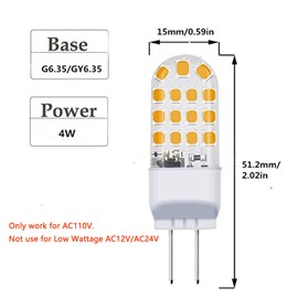 Lxcom Lighting 4W G6.35 LED Light Bulbs(5 Pack)- 110V Warm White 3000K T3/T4 JC Type LED Bulb G6.35/GY6.35 40W Halogen Bulb Equivalent for Desk Lamp Accent Chandelier Light Landscape Lighting