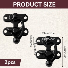 Pack of 2 Box Closure, Small Locking Hook Chest, Clasp Latch, Hasp, Clasps, Box Closure, Antique Padlock, Latch Hook Hasp Retro Clasp for Wooden Box with Lock