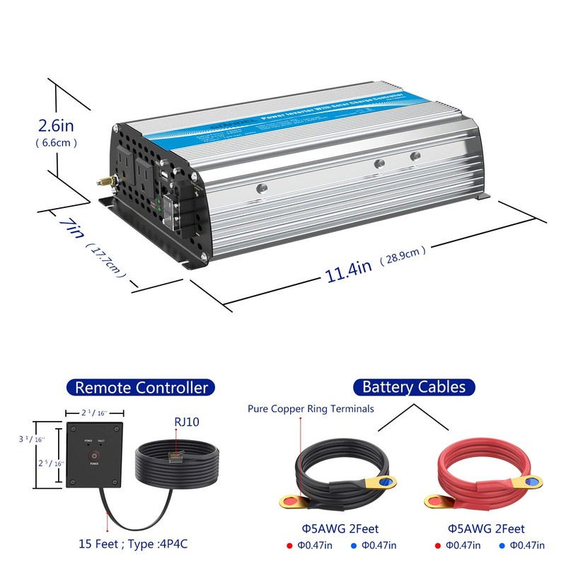 1200W Power Inverter DC12 Volt to AC 120 Volt with
