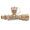 Flame King 4 Port Brass Tee Propane Adapter POL Inlet,