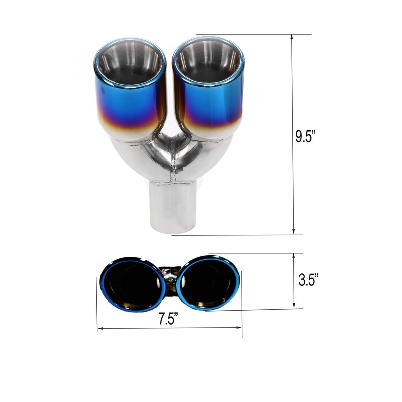 NETAMI 2.25' Inlet to 3.5" Dual Outlet Stainless Steel Exhaust