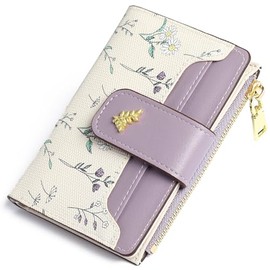 GAEKEAO Women's Small Purse, PU Leather Wallet with Zip Pockets, Coin Compartment, Slim Wallet, Purple (purple-1)