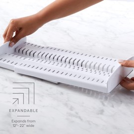 YouCopia StoreMore Expandable Pan and Lid Rack, 12.5"-22" Wide Adjustable Pan Organizer for Kitchen Cabinet Storage, Classic Edition