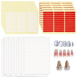 20 Sheets Double Sided Tape for Nails, 2 shapes Pre-Cut Double Sided Nail Tape for Press on Nails Adhesive Clear Mounting Tape for Nail Packaging Supplies, DIY Manicure, Salon, Colors Designs Display
