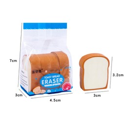 2Pack Cute Toast Bread Erasers Cartoon Bread Shaped Pencil Eraser Portable Rubber Eraser Teacher Award Gifts Pencil Eraser Sketching Tools