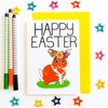 Happy Easter Card with Cute Easter Bunny Rabbit with Yellow