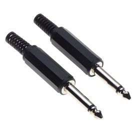 6.35mm 1/4" Inch Mono Jack Male Plug, 2-Pole - Pack Of 2, Plastic Grip Repair Jack TS Solder Type DIY Audio Cable Connector