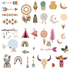 CRASPIRE 8 Styles Boho Dream Catcher Indians Wall Stickers Decals PVC Window Waterproof Self Adhesive Vinyl Cling Peel and Stick for Dorm Bedroom Living Room Store Nursery Wall Decorations Party