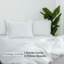Dreamology Duvet Cover Queen, 100% Cotton, Waffle Weave Duvet Covers, Soft & Breathable, Duvet Cover Set with 2 Pillow Shams, Duvet Covers, Luxury Textured Chunky Waffle Queen Duvet Cover - 3 Pieces