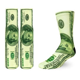 Benefeet Sox Crazy Socks for Men Funny Money Socks for Boys Teens Unisex 3D Print Dollar Novelty Patterned Designer Socks for Kids Athletic Tube Socks Christmas