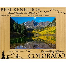 Saddle Mountain Souvenir Breckenridge Colorado Laser Engraved Wood Picture Frame Landscape (5 x 7)