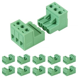 ALAMSCN 10 Sets 3 Pin Pluggable Terminals 5.08 mm Pitch PCB Mount Screw Terminal Block PCB Screw Terminal Socket Panel Assembly DIY