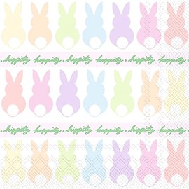 IHR Ideal Home Range 3-Ply Cocktail Size Paper Party Napkins, 20-Count, 5" x 5", Bunnies In A Row