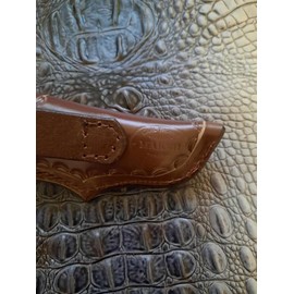 Custom Left Hand Leather Knife Sheath Fits Buck 110 Knife, 5" Folding Knife Holder, Dark Brown