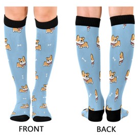 Wusikd Cute Welsh Corgi Compression Socks for Women and Men Circulation Puppy Long Socks for Athletic Running 1