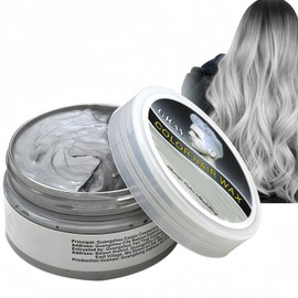 Gray Hair Color Wax,Temporary Hair Color Wax,Safe Hair Colour Pomade Washable for Men,Women,Party,Cosplay,Temporary Hair Dye Wash In Wash Out Hair Colour W/ax,Coloured Hair W/ax(Gray)