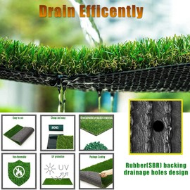 Natural Artificial Grass Turf 6 FT x 12 FT, Heyroll Customized Sizes Thick Faux Grass, 1.38" Indoor Outdoor Garden Rug Landscape Carpet Lawn Synthetic Fake Grass Mat