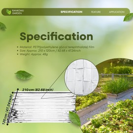 Rankomu Mylar Sheet 210x120cm - 95% Reflective Film for Greenhouse & Tent Cover, Silver PETP Plant Growth Film, Foldable & Lightweight